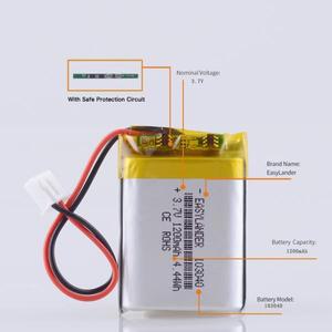 3.7V 1200mAh 103040 JST2.54 2Pin 충전식 리튬 이온 폴리머 배터리