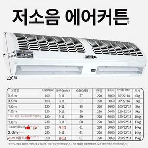 출입문 에어 커튼 선풍기 커텐 방풍 커텐 공기