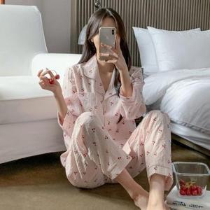 [RGN58PP5]이나나 잔체크체리파자마세트 잠옷 파자마