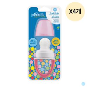 닥터브라운 실리콘 아기 유아 이앓이 과즙망 핑크 4P