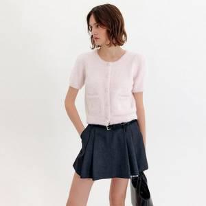 룩캐스트 피오니 퍼프 헤어리 니트 탑_핑크 / PEONY PUFF HAIRY KNIT TOP_PINK