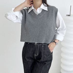 여성데일리 브이크롭니트조끼 1057