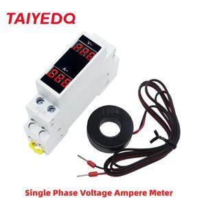 호환 단상 전압 암페어 계량기 Ac80-500V 전류계 전압계 게이지 표시기 LED 디지털 BVA-2R 18mm 딘 레일 10