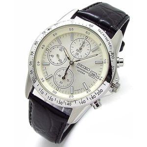 SEIKO 크로노그래프 손목시계 천연가죽 벨트세트 국내 세이코 정규 유통품 화이트 SND363P1