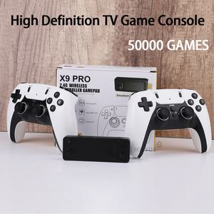 TV HD 비디오 게임 콘솔 X9 Pro 레트로 4K 3D 스틱 905X3 칩 256G 50000 PS1 PSP SFC N64 듀얼 2.4G 컨트롤