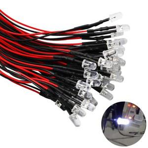 디오라마 조명 칩 0 2인치 5mm 20개 소형 전구 배선 3 12V 저항기 범용 DIY 기차 모델 건물 컬러 라이트 디지털 제품 등 흰색