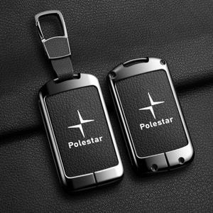 자동차 스마트 원격 키 케이스 볼보 Polestar 2 3 2023 2024 열쇠가없는 체인에 대한 전체 가죽 커버 보호
