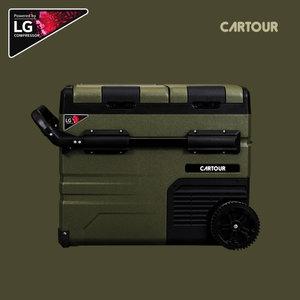 CARTOUR 카투어 차량용 캠핑냉장고 LG COK 45L/50L LG콤프 냉장 냉동 가능 블루투스 어플 조절 LED 조명 캐리어식 손잡이
