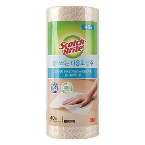 3M 빨아쓰는 다용도 행주 롤타입 브라운 40뜯는 일회용 부직포 뜯어쓰는 수세미 도행주