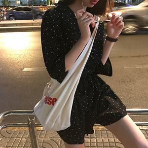 [무료배송]도트 반바지 랩 점프수트