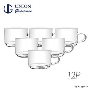 유니온글라스 커피잔 찻잔 손잡이머그컵 유리컵 200ml UG324 6P세트