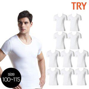 [TRY][무료배송]트라이 TMTSB01 빅사이즈 U넥 순면 반팔 티셔츠 런닝 10종(100~115)