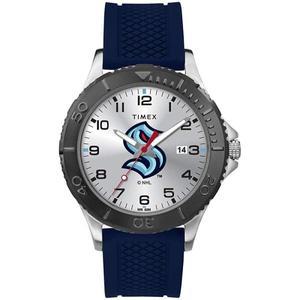 타이맥스 Timex 남성용 NHL 게이머 42mm 시계 시애틀 네이비 실리콘 스트랩