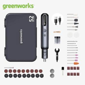 Greenworks 미니 연마기 무선 가변 속도 리튬 배터리 전동 공구 USB 충전기 전기 연삭 조각 8V 52 개 80W