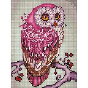 [RGL5R6QR]핑크 부엉이 캔버스 보석십자수 40x50 보석비즈