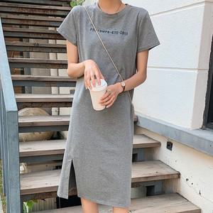 1+1 옆트임 여성 반팔 롱원피스 세트 봄 여름 빅사이즈 잠옷 여자