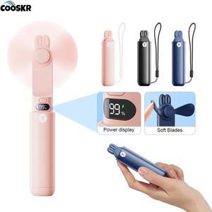 휴대용 선풍기 미니 휴대용 선풍기 USB 충전식 선풍기 접이식 소형 포켓 선풍기 2000mAh 보조배터리 및 LED