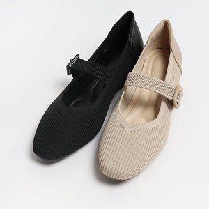 [원더슈즈](의정부점)발레리나 컴포트 쿠션 미끄럼방지 니트스판 메리제인&플랫단화 3.5CM P-M873