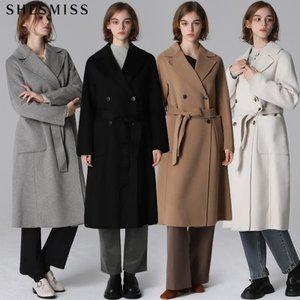 [쉬즈미스] 울 캐시미어 더블 버튼 롱 코트