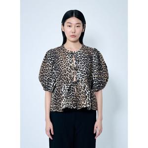 레오파드 포플린 펩럼 블라우스 F9116 943