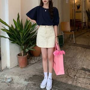 [오노마] ONM 퍼프 소매 볼륨 데일리 러블리 블라우스