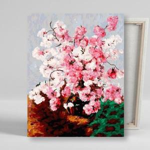 [BZJL8OL7_4C]DIY 페인팅 캔버스 물감 붓 세트 벚꽃