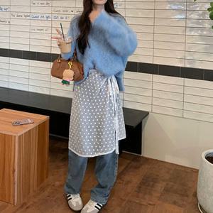 레이스 시스루 레이어드 랩 스커트 치마 프릴