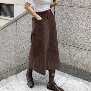 [옷자락]여자 겨울 윈터 골덴 코듀로이 밴딩 A라인 롱스커트_P376537488