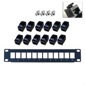 C63A 12 포트 스트레이트 스루 CAT6 패치 패널 RJ45 랜선 랜 케이블 어댑터 키스톤 잭