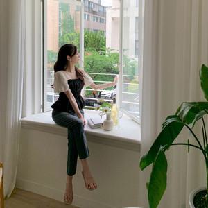 아담녀들을 위한 말랑말랑 그레이블루 슬림일자핏 스판 데님팬츠 ps2407