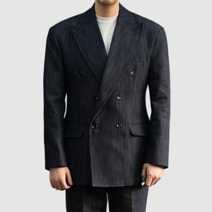 남자 데님정장재킷 더블버튼 캐주얼 슬림핏 수트 자켓