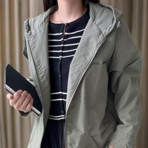 여성 바람막이 아노락 스트링 후드 점퍼