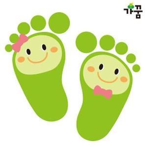 [JHQSRJ9G_52GC]미끄럼방지 발바닥 5매입 스티커 연두 미술