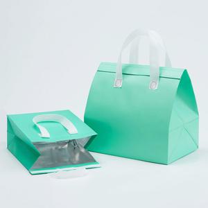 일회용 은박 부직포 보냉백 손잡이 보냉 팩 냉온 가방 무지 민트 27x16x28cm