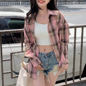 간절기 루즈핏 체크 셔츠 박시한 남방 러블리 여리핏