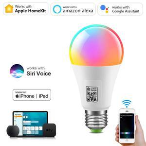 Homekit 스마트 Wifi 전구 여러 가지 빛깔의 디밍 가능 E27 LED Siri Control은 Apple Home Kit Alexa Goog