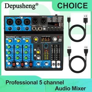 5채널 USB 믹서 Depusheng DJ 사운드 컨트롤러 미니 전문 오디오 휴대용 믹싱 콘솔 256 DSP