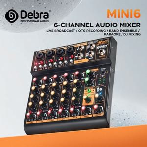 Debra OTG 메탈 오디오 믹서 DJ 콘솔 Mini6, 블루투스 48V 전원 지연, 사운드 믹싱 PC 녹음용 반복 효과