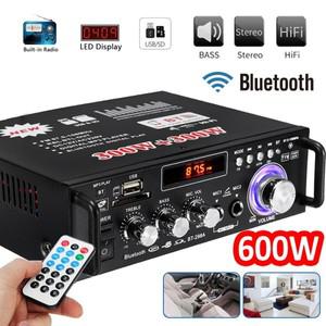고음질리모컨 EU 블루투스 앰프 2CH HIFI  스테레오 파워 USB FM 라디오 자동차 홈시어터 220V 600W