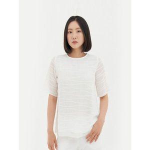 [하프클럽/크로커다일레이디]아이보리 쉬폰주름 반팔티셔츠 CLBMTS114