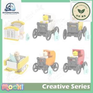 크리에이티브 시리즈 MOC 빌딩 블록 가구 침대 셰이커 유모차세트, 모델 조립 DIY 벽돌 장난감, 어린이용