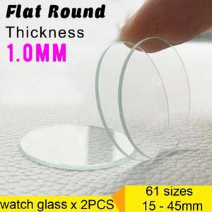 2PCS 두께 1mm 라운드 시계 크리스탈 15mm ~ 45mm 시계 유리 교체 안경 렌즈 평면 거울 시계 수리 도구 부품