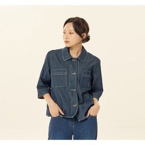[크로커다일레이디]배색 스티치 자수 데님 크롭 자켓_CLDMJK107 CLDMJK107