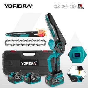 Yofidra 8 인치 브러시리스 전기 톱 무선 충전식 목공 정원 가지 치기 도구 21V