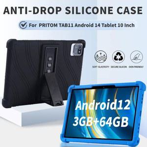 태블릿 탭 패드 밀크티 케이스 파우치 북 커버 소프트 실리콘 스탠드 보호 쉘 PRITOM TAB11 안드로이드 14 태블릿용 10인치 충격 방지 13