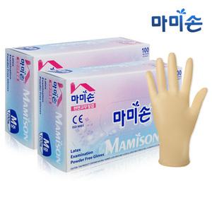 마미손 라텍스장갑(M)100매 x2개/니트릴/위생장갑