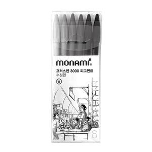 모나미 프러스펜 3000 피그먼트 라이너 6색세트