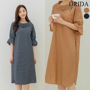엄마옷  여름 볼륨 빅카라 시어서커 바스락 빅사이즈 반팔 원피스 40-50대 중