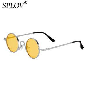 SPLOV 남녀공용 빈티지 랩 선글라스 스팀 펑크  힙합 미니 원형 금속 프레임 안경 레트로 케이스