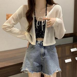 [트렌드스토어] 핫썸머 시원한 그물 펀칭 볼레로 숏 가디건